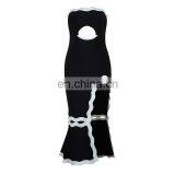 Amigo 2017 Christmas Tube Party Dresses Black and White Hollow Out Vent Barelegged Mermaid Bandage Dress for Women thumbnail-4