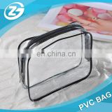 3 Different Size Cosmetic Makeup Travel Wash Bag Holder Organizer Pouch Clear Vinyl PVC Toiletry Bag Set with Zipper, Handle
