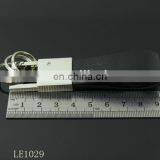 Black PU Leather Silver Metal Keychain Promotional Impressing Leather Keyring thumbnail-5