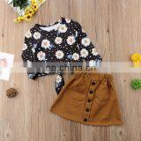 New Fashion Toddler Kid Baby Girl Long Sleeve Flower Top Tutu Skirt Outfit Clothing Set Sunflower Clothes thumbnail-3