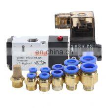 Compressor Accessories Fitting Single Coil 2 Position 5 Way Pneumatic Solenoid Valve 4v210-08 4H210-08 3V210 12V 24V 110V 220V