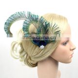 New Elegant Women Party Flower Peacock Feather Fascinator With Crystal