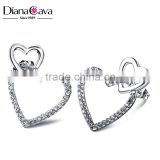 Romantic Love Gift Platinum Plated CZ Jewelry Heart Shape Proposal Marriage Stud Earrings