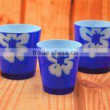 Blue Flower Glass Candle Holder
