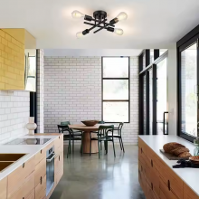 Industrial 4 Light Ceiling Fixture Farmhouse Lighting Matte Black Sputnik Pendant for Kitchen Bedroom Living Room Entrance thumbnail-3