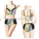 Hot Summer Beach Girl Underwear Swimwear, Seaside Print Colorful Women Bikini, Sexy Back Strape Swimsuit thumbnail-4