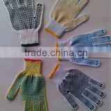 white poly cotton knitted gloves work gloves pvc dot