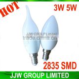 Plastic led candle bulb candle led bulb 1 with CE certificate 2835 SMD AC85-265V 3W 6000k 6500k pure white