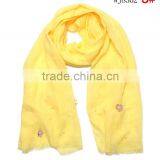 2015 Autumn Winter Newest Small Flower Applique Pearl Beads Fixed Soft Cotton Baby Girl Scarf thumbnail-5