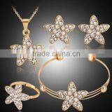 Five Petaled Flowers Shinning Clear CZ Crystal Pendant Jewelry Sets Gift thumbnail-4