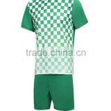 2016 100% Polyester Polyester Green Grid Soccer Uniforms thumbnail-3
