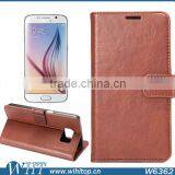Retro Leather Flip Wallet Case for Galaxy S6,Crazy Horse Pattern for S6 Protective Case thumbnail-2