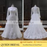 Real Works Sexy Lace Long Sleeve Muslim Bridal Wedding Dress 2016