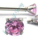 Internal Threaded Labret With Crystal Ball 1.2mm 16G, Surgical Steel 316L Piercing Jewelry thumbnail-1