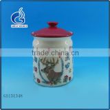 cheap round ceramic kitchen tea coffee sugar canister with lid