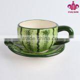 Watermelon Shape Advertising Ceramic Cup With Saucers