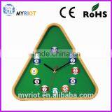 Plastic colorful triangle creative wall billiard ball clock for gift