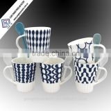 Wholesale 12oz ceramic printed mug with spoon