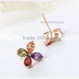 Lucky 18K Gold Four Leaf Clover Shape Diamond Stud Earring thumbnail-3