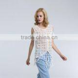 Hot Sale Ladies Crocheted Lace Blouse With Fringes thumbnail-3