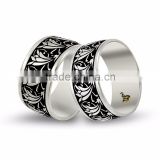 14K Solid Gold Art Design His Her Wedding Band Custom Engrave Set Ring