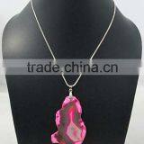 SEMIPRECIOUS GEMS WITH SILVER NECKLACE WHOLESALE SUPPLIER FACTORY PINK COLOR STONE AGATE JEWELRY thumbnail-1