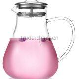 clear glass water jug/pitcher with stainless steel lid