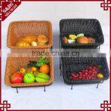 Amazing Supermarket or Store Used Fruit & Bread Rack With 2 Tier Rattan Baskets Delicate Food Display