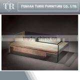 Low Travertine Stone Base Wit Glass Coffee Table thumbnail-2