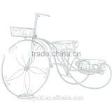Garden Decoration Vintage Parisian Style Tricycle 3 Tier White Metal Planter Display Stand / Flower Pot Holder / Plant Rack thumbnail-4