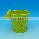 New Design Animal Shape Green DeHua Ceramic Flower Pot With Saucer