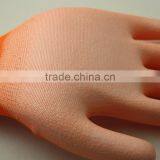 NMSAFETY 13 Gauge Knitted Orange Polyester Liner Coated White pu on Palm Gloves for Light Industry thumbnail-3