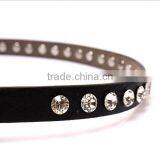 Fashion Rhinestone Decorated Pin Buckle Sex Girl Black Thin PU Waist Belt thumbnail-4