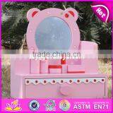2017 New Design Lovely Pink Girls Wooden Toy Dressing Table W08H077 thumbnail-1