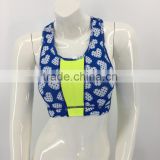 women OEM latest color contrast padded sublimated sports bra
