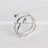 F20060N Bamboo Texture Double Helix Diamond Flexible Silver Ring thumbnail-3