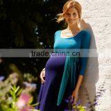 Wholesale Maternity Clothes 3/4 Sleeve 100% Cotton Comfortable Maternity Dress thumbnail-2