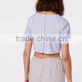 Hot Selling Wrap Front Baby Blue Crop Top Wholesale Women Tank Tops thumbnail-2