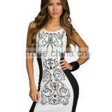 Fashion Women Retro Printed Black & White Patchwork Casual Bodycon Dress Sexy Summer Tank Club Dresses 2016 thumbnail-1