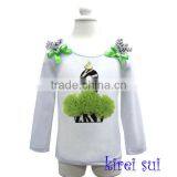 Girls Lime Green Rosettes 3rd Birthday Zebra Cupcake White Long Sleeves Top 1-7Y thumbnail-1