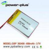 High Safety, no Burning Lithium Polymer Battery 383450 /650mAh 3.7V thumbnail-1