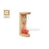 Luxury Red 15 minute Pine wood Sauna Sand Timer With Wooden Frame , Glass Line
