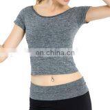 High Quality New Style Cotton Spandex Custom Fabric Womens Slim Fit Crop Top Tshirts thumbnail-3