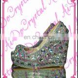Aidocrystal Fashion Handmade Crystal Rhinestones Platform Wedge Shoes High Heel Wedge Shoes for Women thumbnail-1