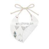 New Design White Baby Bib Printing Animal Pattern Round Shape Tie Baby Bib Saliva Scarf thumbnail-2