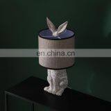 Unique Indoor Lighting Rabbit Animal Resin Base Cheap Modern Grey Table Lamps for Bedroom thumbnail-4