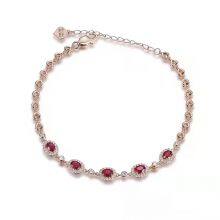 Treasure Diary Fine Jewelry Natural Pigeon Red Blood Gem Bracelet Women's 18K Rose Gold Diamond Bracelet Set thumbnail-1