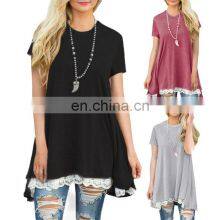 Factory Outlet 2021 Christmas Plus Size Women's Top Stitching New European and American Lace Long Sleeve Fat MM Casual Wear thumbnail-4