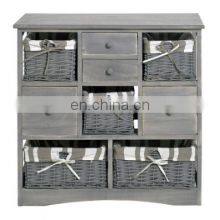 Home Wooden Frame Wicker Basket Drawer Storage Unit Cabinet Cupboards Organizer thumbnail-1