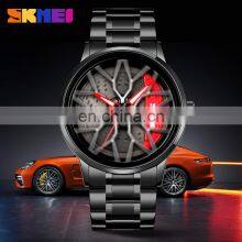 Skmei 1990 Cool 3D Design Unique Sports Black Car Watch Men's Watch Quartz Spinning Waterproof Wrist Wheel Rim Watch thumbnail-3